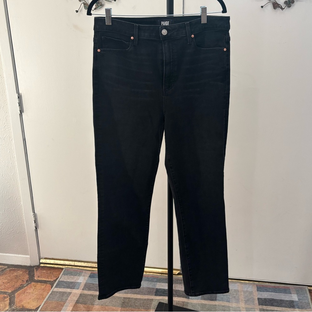 PAIGE Women's Cindy Straight Leg Black Jeans - Picture 2 of 8